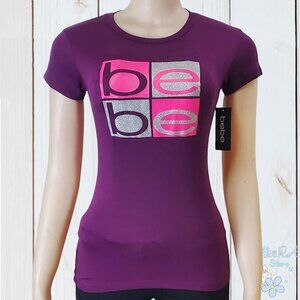 NWT BEBE AUTHENTIC WOMEN'S PURPLE CREW NECK SHORT SLEEVE T-SHIRT SIZE S M L XL